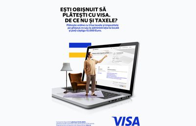 Plățile de taxe și impozite cu carduri Visa au crescut cu 45% anul trecut