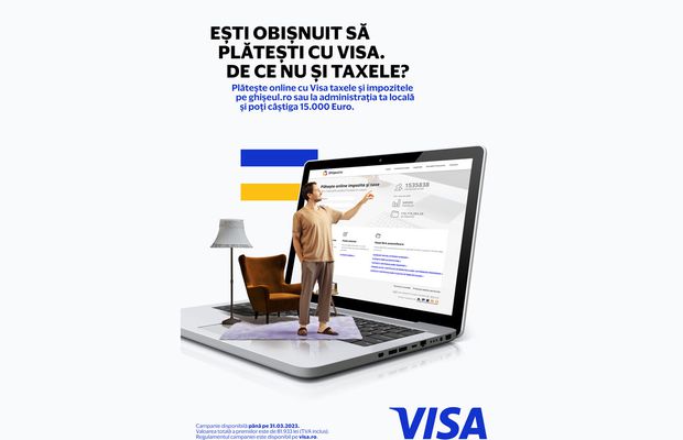 Plățile de taxe și impozite cu carduri Visa au crescut cu 45% anul trecut