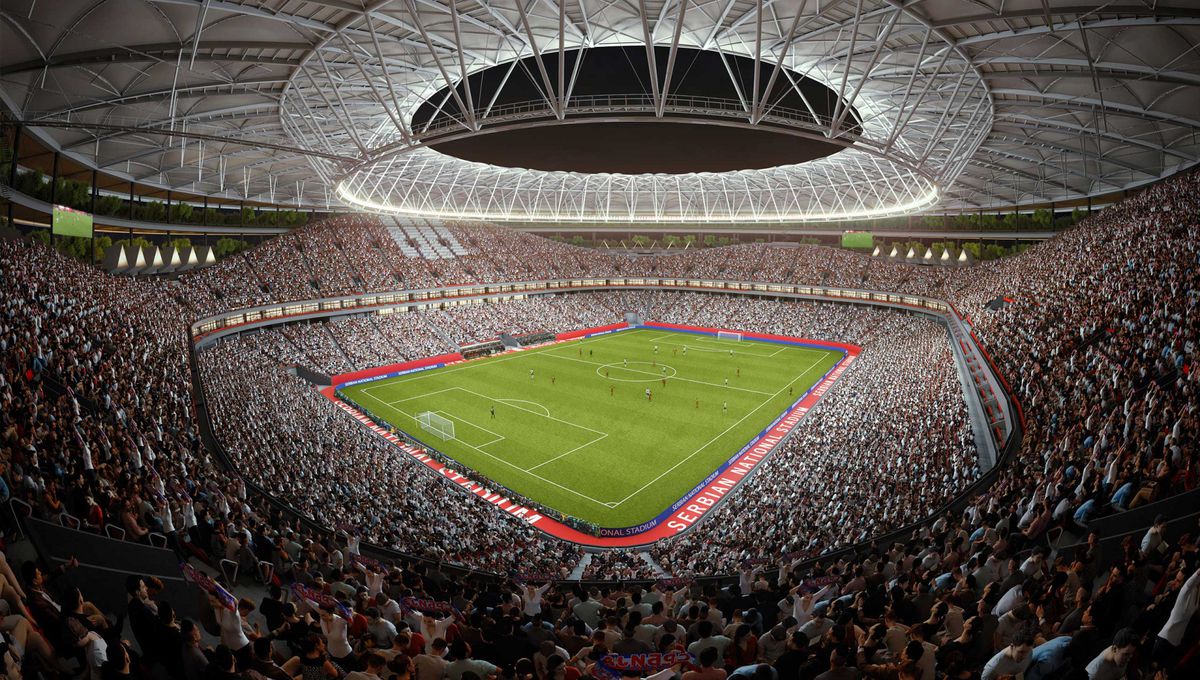 Stadionul „grădină” care se construiește la Belgrad