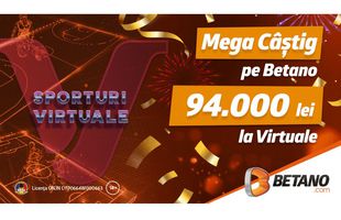 Mega câștig pe Betano: aproape 100.000 de lei la Virtuale!