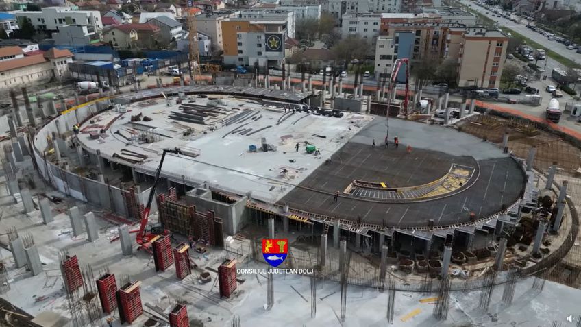Așa arată acum stadiul lucrărilor la șantierul sălii din Craiova Foto: Consiliul Județean Dolj