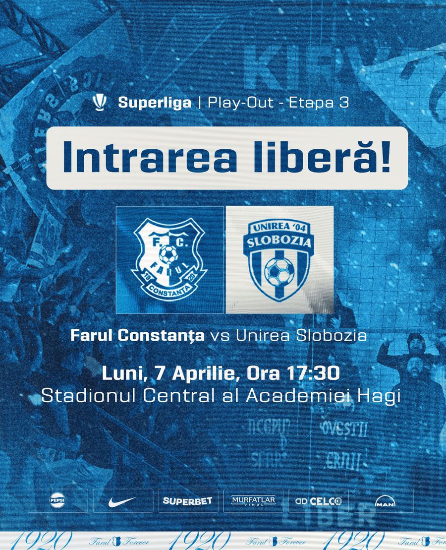 Intrare liberă la Farul - Unirea Slobozia Intrare GRATUITĂ la meciul fostei campioane a României: anunțul făcut înainte de etapa #3