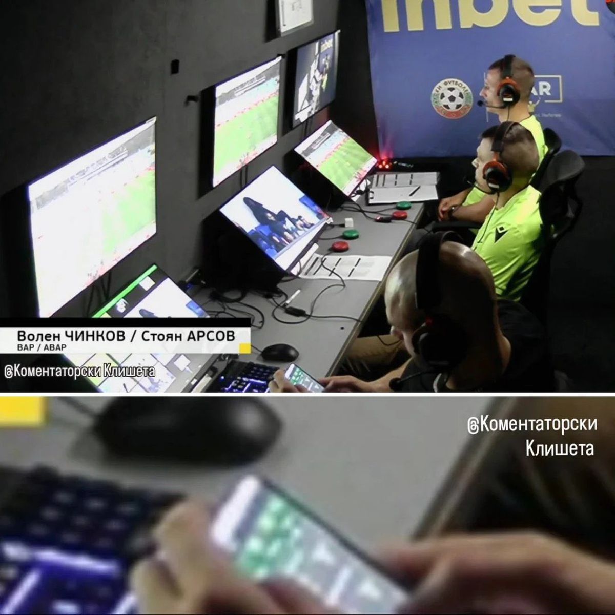 Imagini halucinante » Surprins pe aplicația de pariuri în camera VAR. Prima reacție oficială