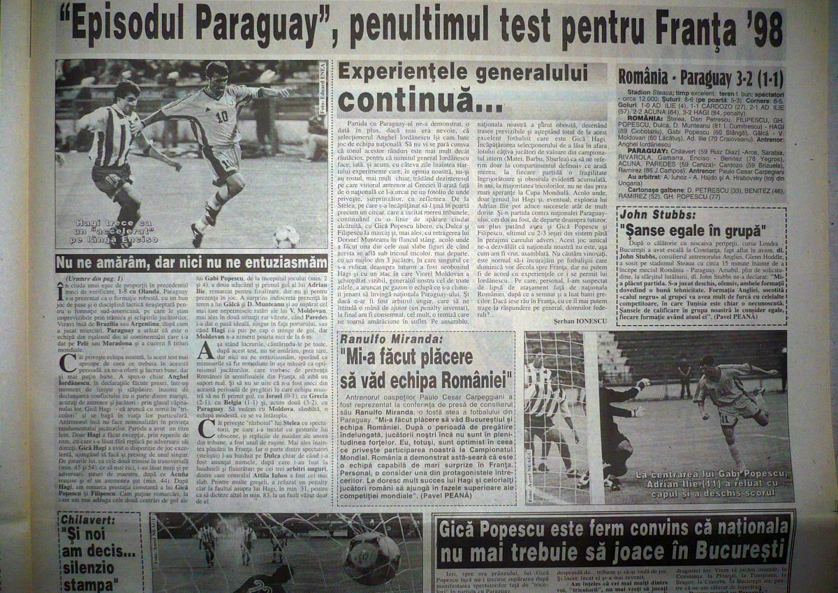 24 de ani de când Stelea le arăta degetele mijlocii spectatorilor, iar Hagi cerea statuie