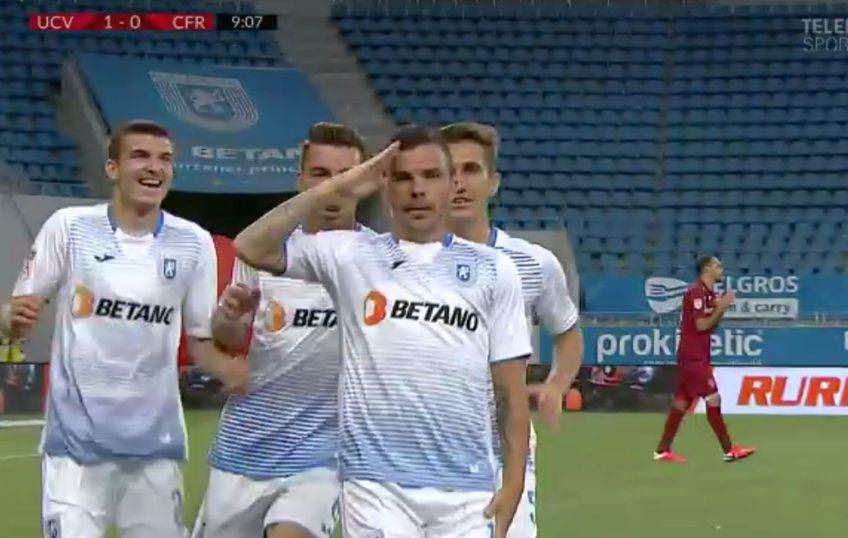 Dan Nistor, după golul marcat cu CFR // foto: captură TV Telekom Sport
