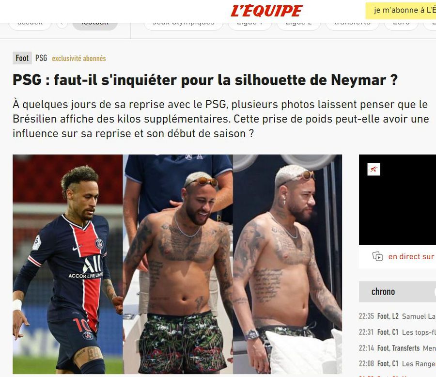 Francezii, îngrijorați de greutatea lui Neymar: cum a apărut în pozele din vacanță