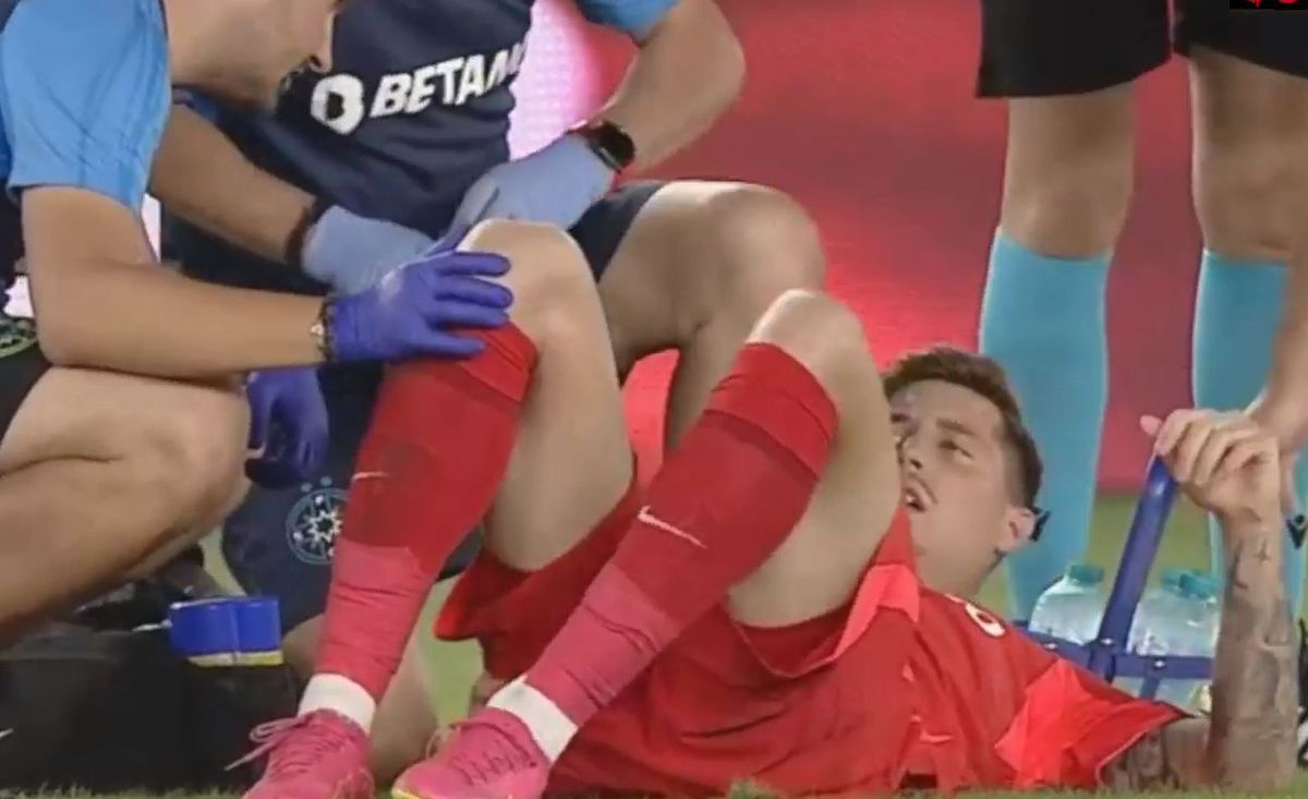 David Miculescu, accidentat în FCSB - CSKA 1948 Sofia