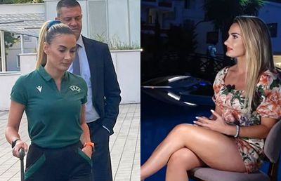 Emanuela în centrul atenției » Arbitra de rezervă de la FCSB - CSKA 1948 Sofia a furat toate privirile la sosirea la stadion