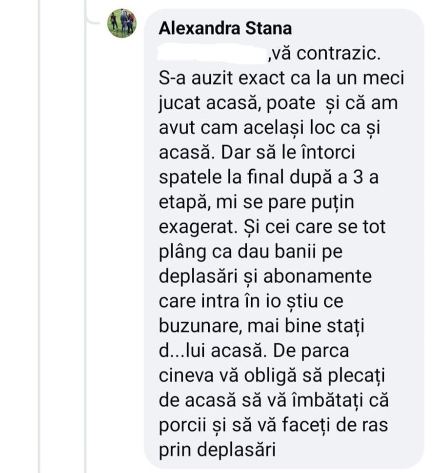 „Porc bețiv” » Suporterii au reacționat inedit, după ce soția angajatului de la club i-a jignit fără menajamente: „Stați dracului acasă!”