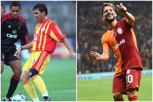 Recordul lui Gică Hagi bătut la Galatasaray de Dries Mertens (dreapta). Foto: Imago Images