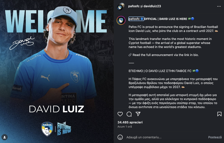 Pafos a dat lovitura pe piața transferurilor » Vlad Dragomir va fi coleg cu un câștigător de Champions League