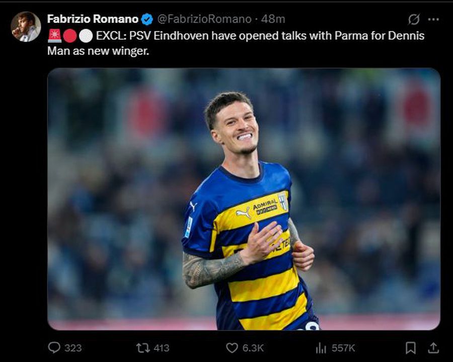 Ce transfer ar fi! Fabrizio Romano dezvăluie interesul pentru Dennis Man » Campioana din Europa a început discuțiile cu Parma