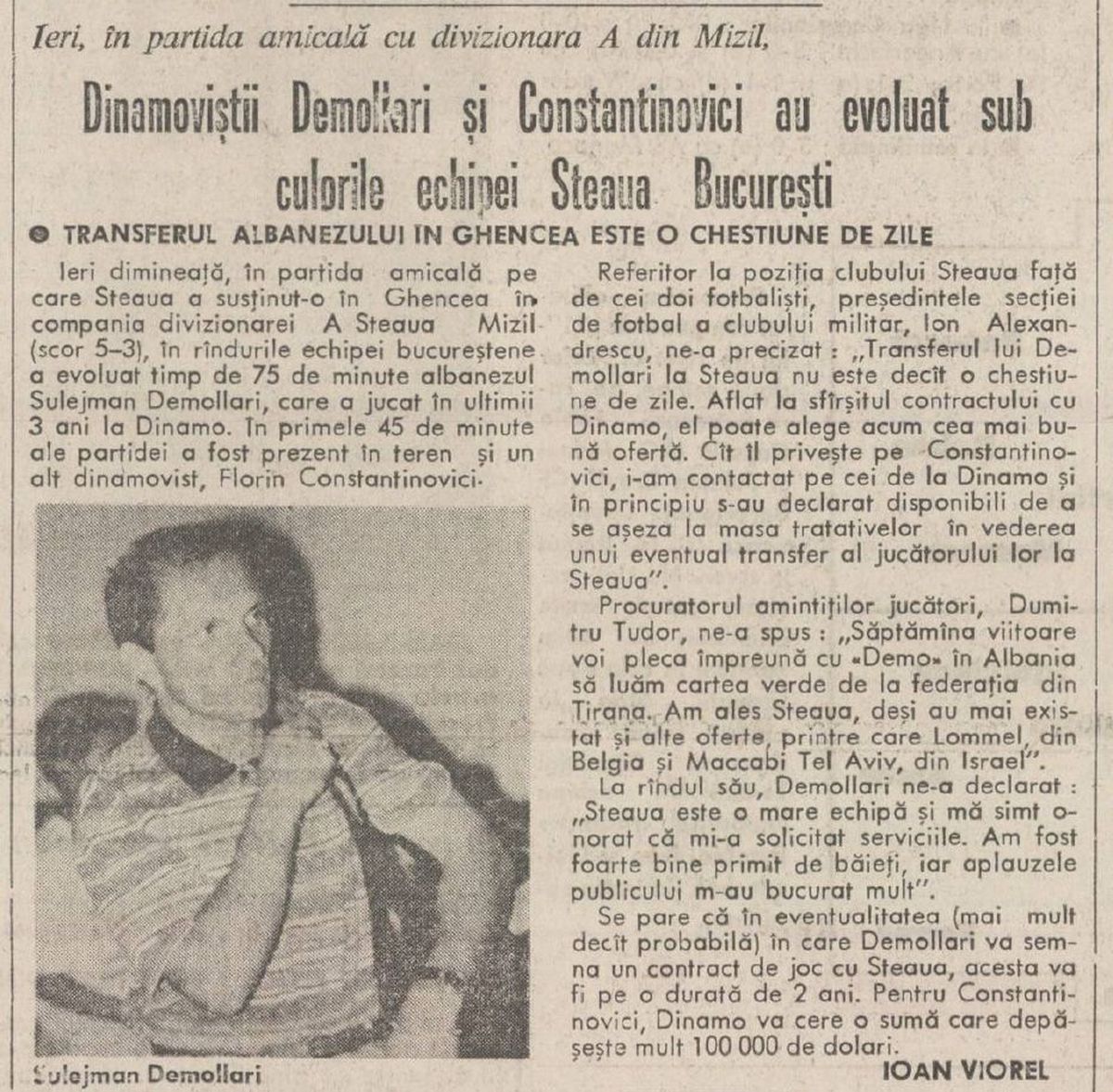 Sulejman Demollari - Dinamo - Steaua