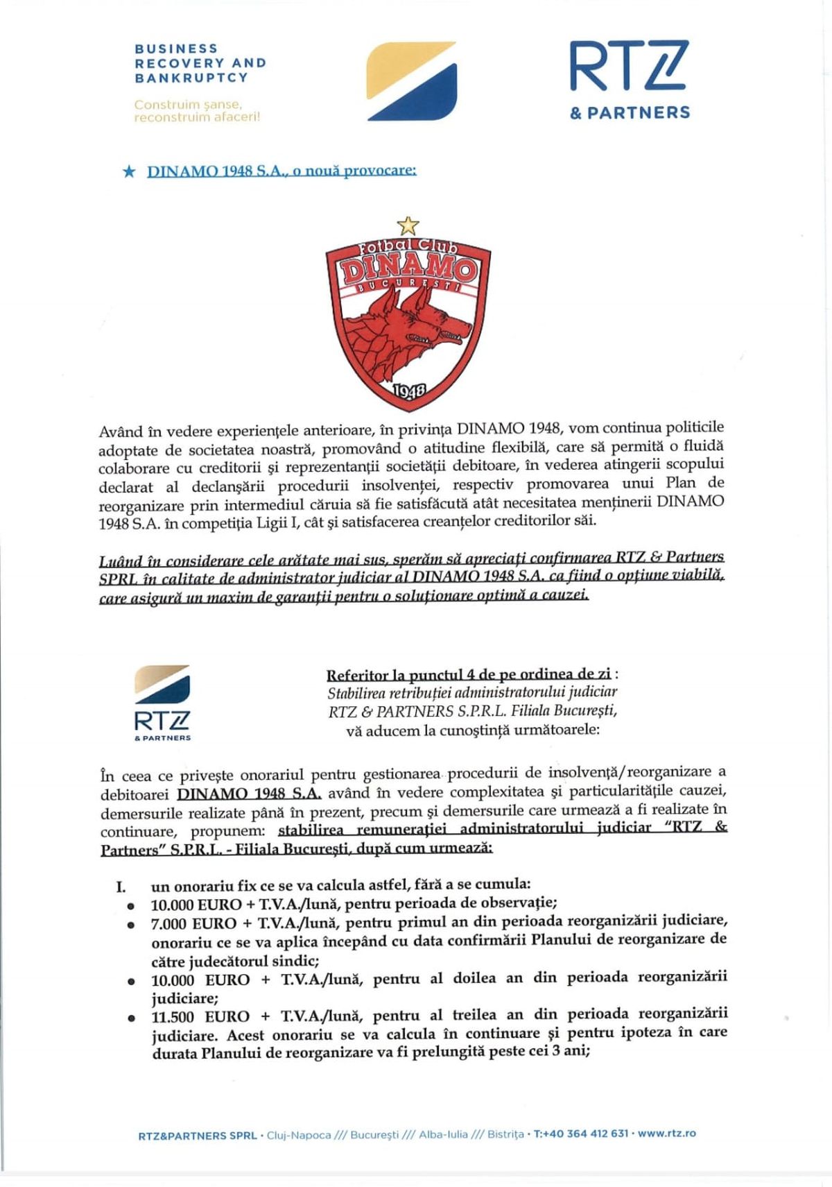 Zăvăleanu se îmbogățește! Dinamo se scufundă, dar administratorul judiciar poate câștiga 500.000€
