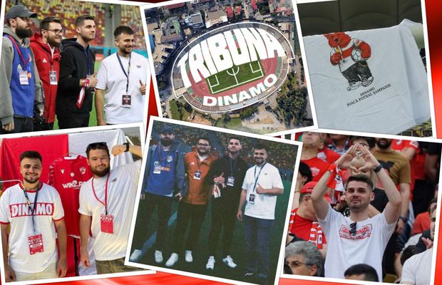 „Încă ni se pare «wow» să stăm de vorbă cu un jucător” » Tribuna Dinamo și pasiunea pentru „câinii roșii”: povestea tricoului viral cu fotbal-șampanie + moment amuzant cu suporterul de care a scris GSP: „Bă, ăsta e ăla al nostru!”