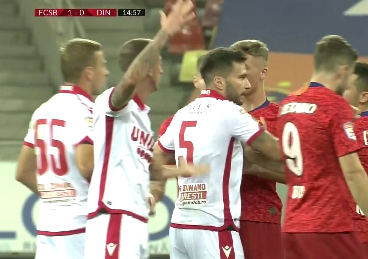 FCSB - DINAMO 3-2. FOTO Florin Tănase și Juan Camara, la un pas de bătaie! Ce s-a întâmplat în minutul 15 al derby-ului