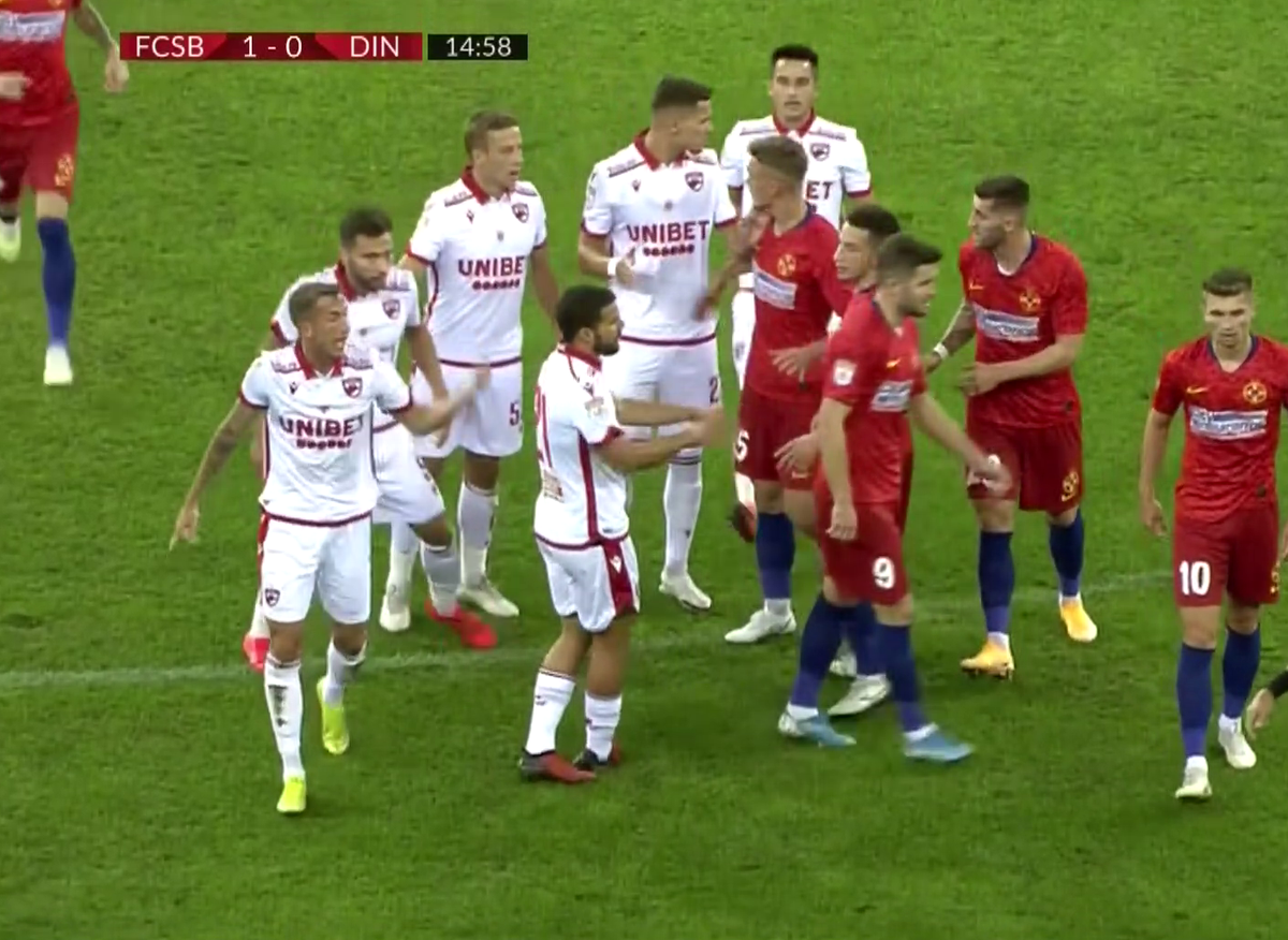 FCSB - DINAMO 3-2. FOTO Florin Tănase și Juan Camara, la un pas de bătaie! Ce s-a întâmplat în minutul 15 al derby-ului