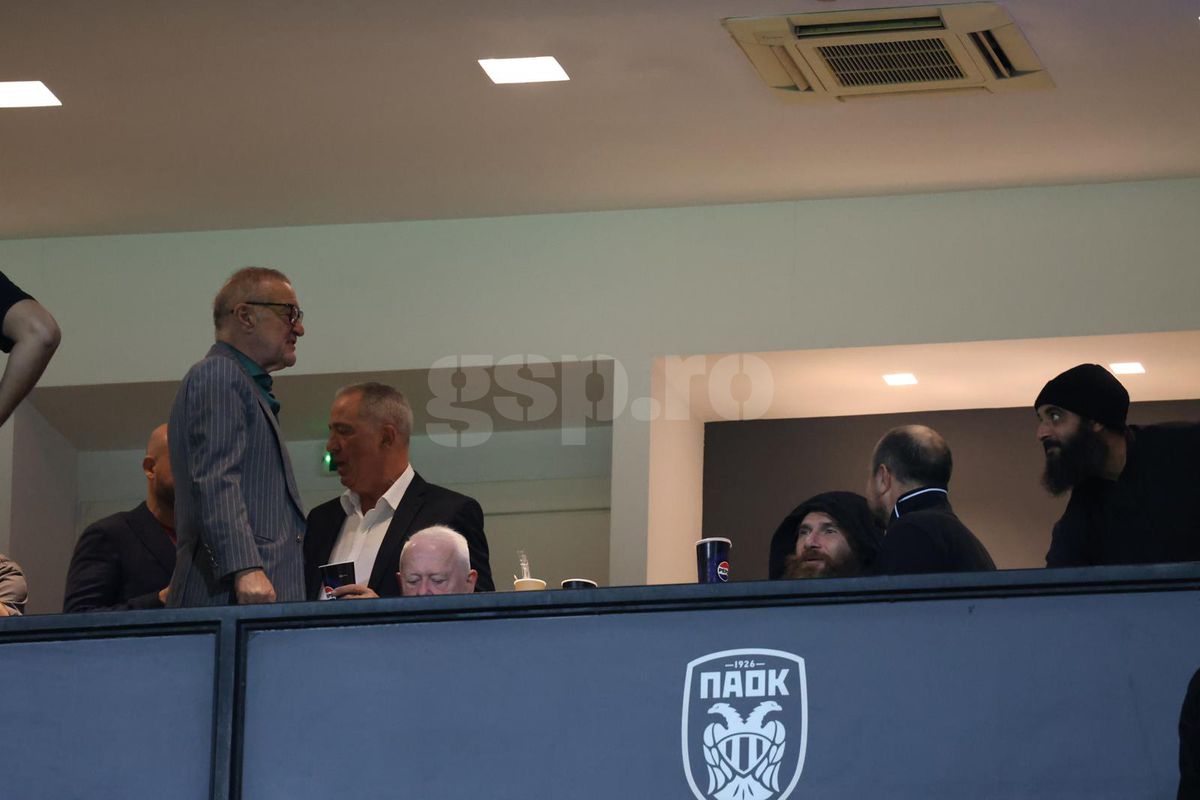 Gigi Becali, imagini senzaționale din loja de la PAOK - FCSB » Surpriză: cine este pe stadion lângă patronul campioanei