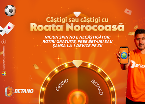 Câștigi sau câștigi cu Roata Norocoasă de pe Betano! Rotiri Gratuite, Jetoane de Aur, Free Bet-uri și un smartphone pe zi