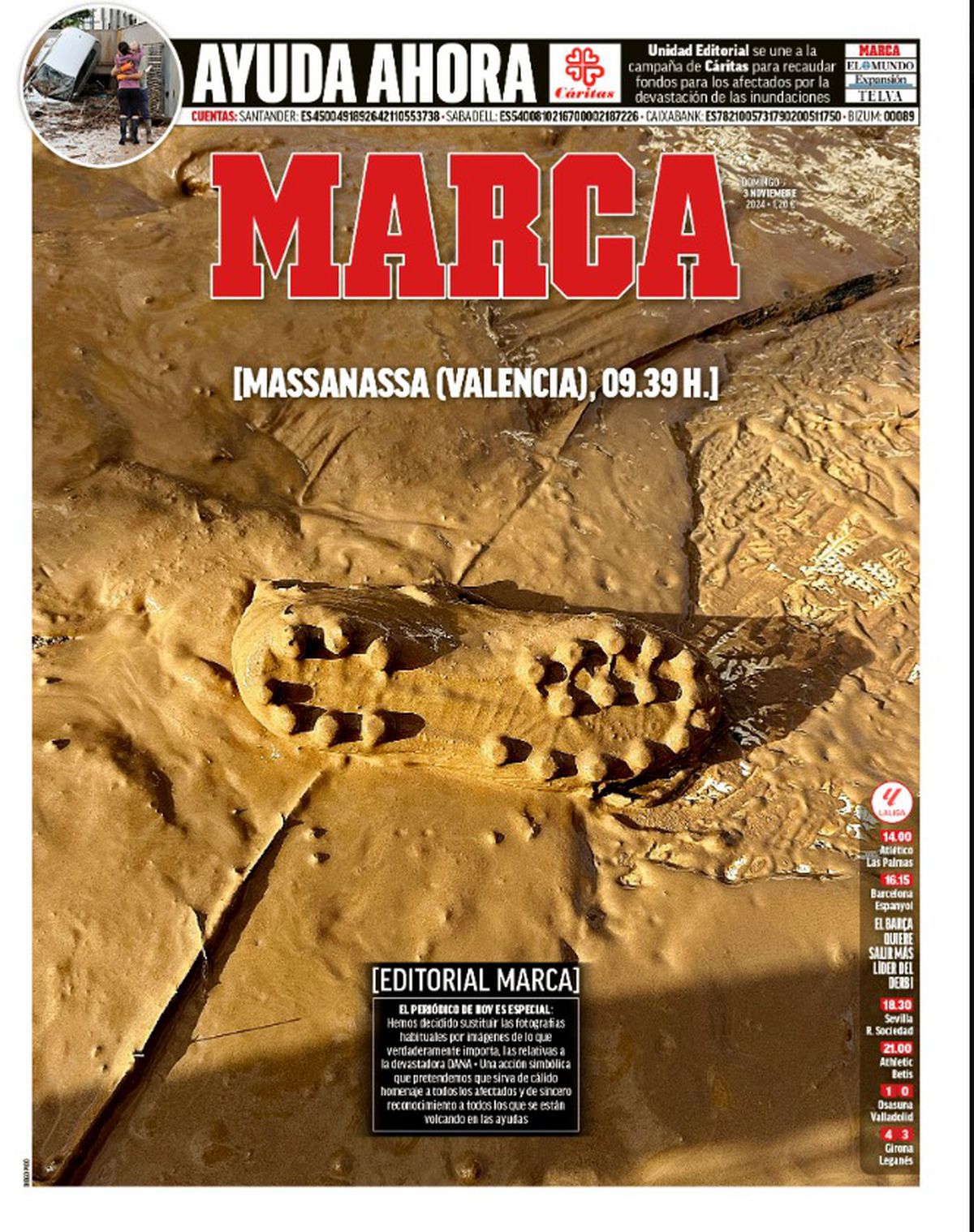 Primă pagină înduioșătoare în Marca: ce au găsit în noroiul lăsat în urmă de inundațiile din Valencia » Demers fără precedent: „Pentru noi nu e o duminică normală”