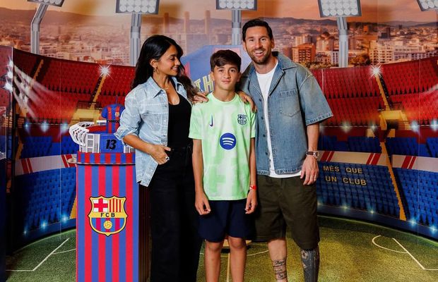 Lionel Messi, petrecere cu tematică FC Barcelona pentru fiul său Thiago » Tort în forma stadionului Camp Nou
