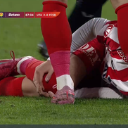Alexandru Matei s-a accidentat grav în UTA - FCSB // FOTO: captură Prima Sport