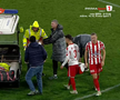 Alexandru Matei s-a accidentat grav în UTA - FCSB // FOTO: captură Prima Sport