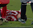 Alexandru Matei s-a accidentat grav în UTA - FCSB // FOTO: captură Prima Sport
