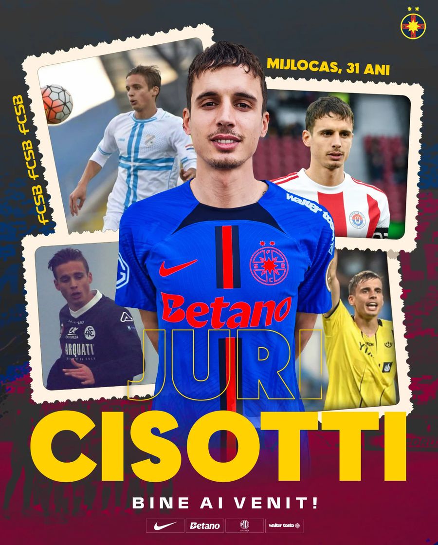 Juri Cisotti a semnat cu FCSB! Ce număr va purta