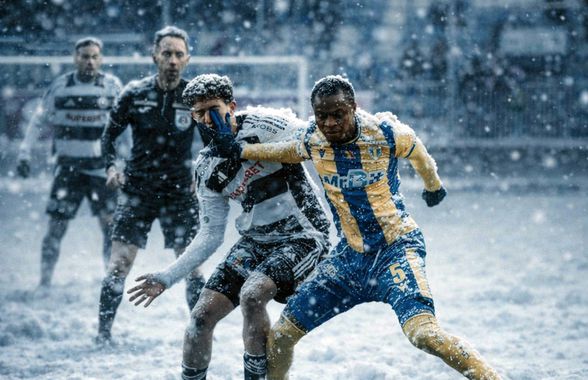Superliga, îngropată în zăpadă! Cum ar arăta meciurile din România într-un scenariu de iarnă extremă
