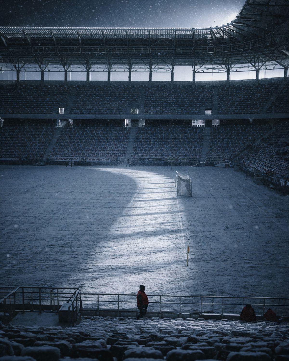 Superliga, îngropată în zăpadă! Cum ar arăta meciurile din România într-un scenariu de iarnă extremă