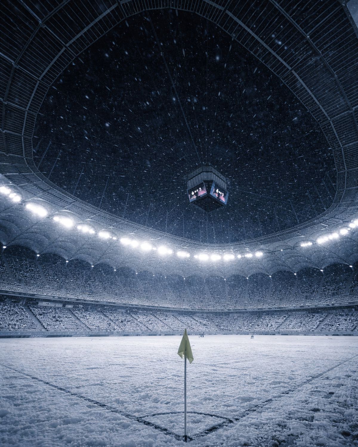 Superliga, îngropată în zăpadă! Cum ar arăta meciurile din România într-un scenariu de iarnă extremă