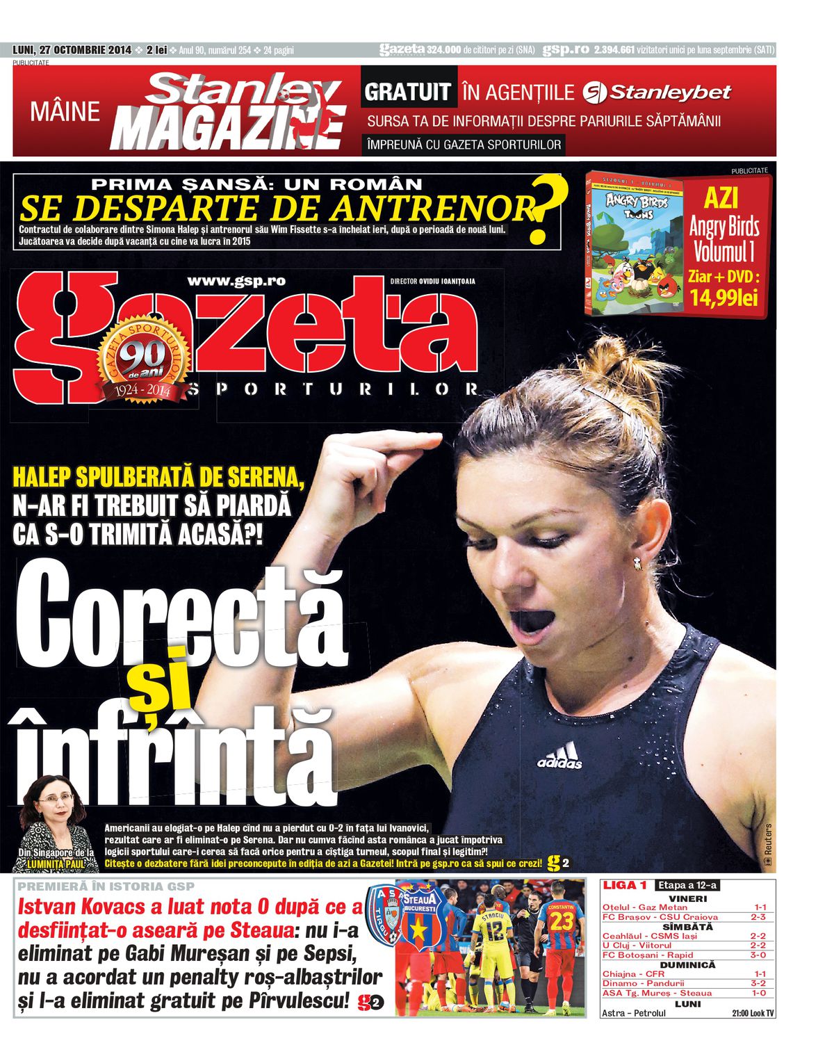 Cariera Simonei Halep în zece prime pagini din Gazeta Sporturilor