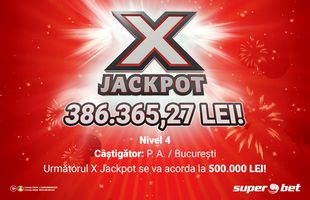 X Jackpot a erupt pentru a patra oară, acum la 386.365,27 lei! Mâna bună a fost jucată într-o agenție Superbet din București