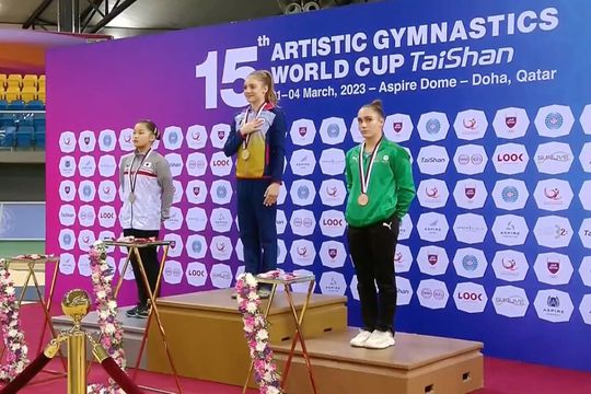 Podiumul de la sol, cu Sabrina pe prima treaptă FOTO FIG