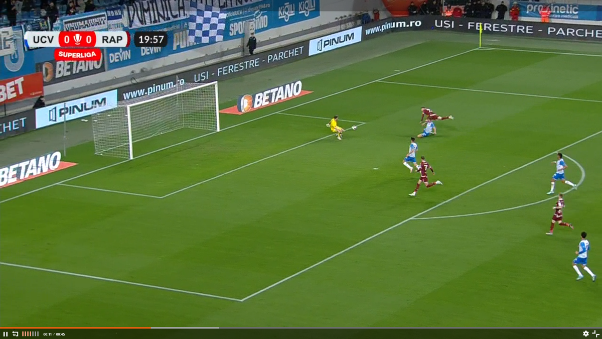 Primul penalty pe care Rapid ar fi trebuit să-l primească la Craiova