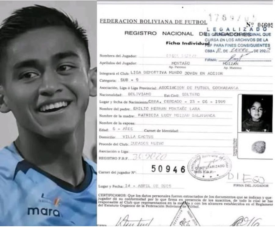 Așa arată actul falsificat cu care Aurora l-a înscris la liga boliviană pe mijlocașul „întinerit” cu cinci ani / Foto: X Un club de primă ligă va începe sezonul cu o penalizare imensă » Maxisuspendări și amenințări cu închisoarea!