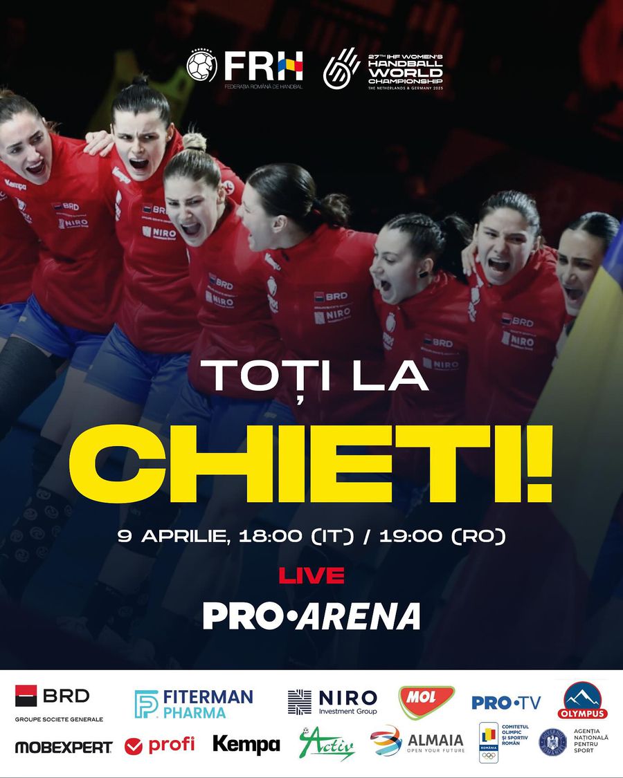 Foto: FRH / Grafică: Kty Content Intrare gratuită la meciul naționalei feminine de handbal, în drumul spre Campionatul Mondial
