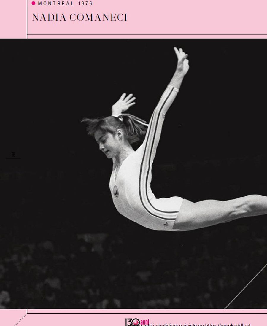 Pagina 76 din SportWeek dedicată Nadiei Comăneci Nadia Comăneci, omagiată de cel mai longeviv cotidian sportiv european: „Fata care a inventat perfecțiunea!”