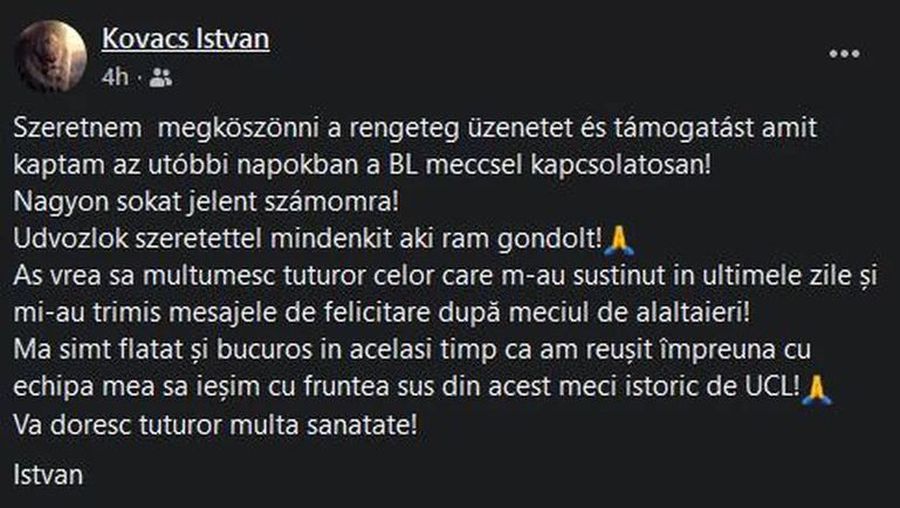 „Urecheat” de UEFA, Istvan Kovacs a sunat la GSP, fără succes, ca să fie ștearsă o știre: „Vă rog, îmi faceți rău!”