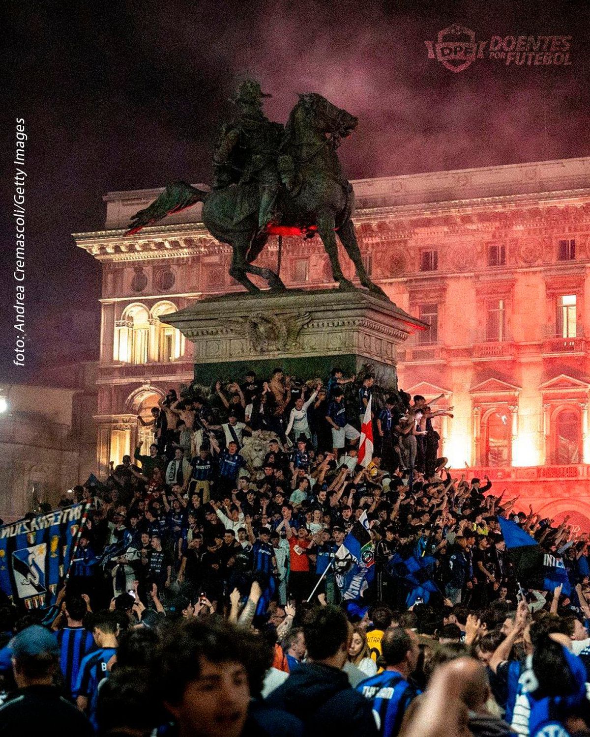 Imagini din Piazza Duomo, după ce Inter a câștigat titlul // foto: X