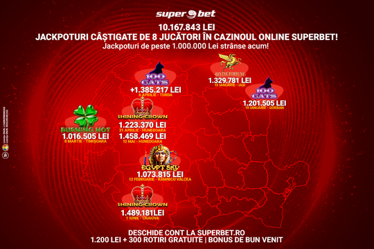 O GĂLĂGIE DE JACKPOTURI LA SUPERBET.RO!  PESTE 10 MILIOANE DE LEI PLĂTITE!