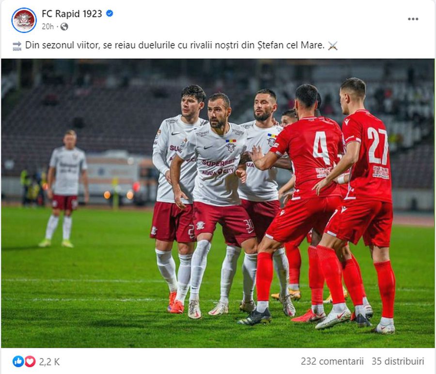 Singurul club din Superliga care a salutat revenirea lui Dinamo: „Se reiau duelurile cu rivalii noștri din « Ștefan cel Mare»”