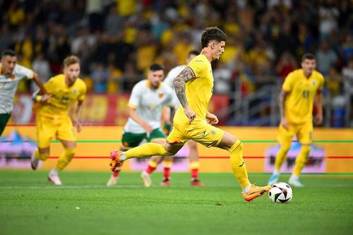 Dennis Man în timpul executării penalty-ului ratat cu Bulgaria / Foto: România - Bulgaria // FOTO: Raed Krishan (GSP)