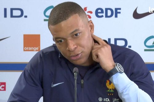 Kylian Mbappe, la conferința de presă de astăzi // sursă foto: captură video Le Parisien