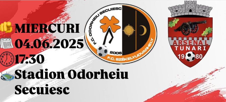 Odorheiu Secuiesc - CS Tunari (0-4 în tur), LIVE ora 17:30. FOTO: Facebook Returul barajelor de promovare în Liga 2: tensiune maximă pe „Electrica” din Timișoara. Rezultate și marcatori în timp real