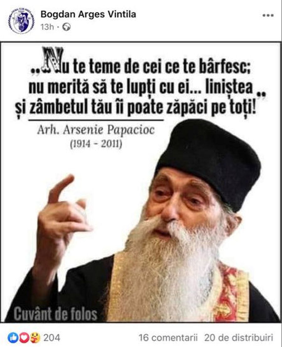 FCSB. Vintilă se pregătește de meciul cu FC Botoșani cu citate din Arsenie Papacioc: „Nu te teme de cei care te bârfesc”