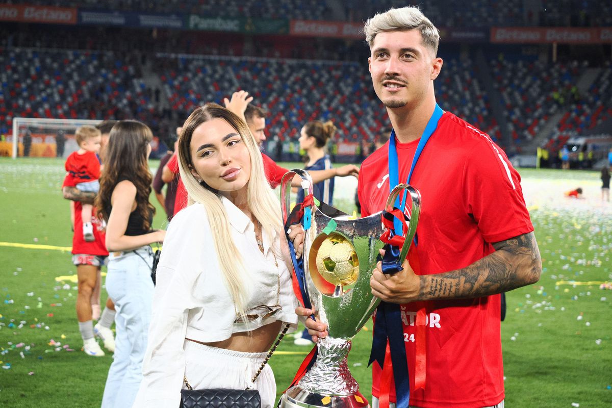 Toate iubitele pe gazon! Imagini de colecție: fotbaliștii celor de la FCSB au sărbătorit alături de partenere triumful din Supercupă » Momente superbe cu familiile lui Pintilii și Charalambous