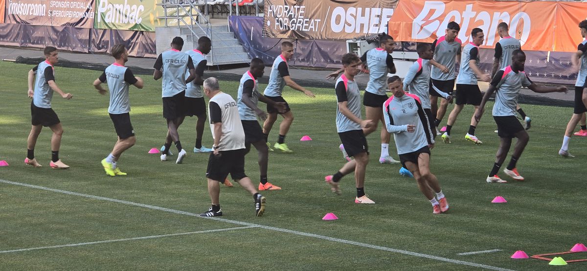 CFR Cluj, DECIMATĂ înaintea Supercupei cu FCSB: cinci absenți importanți + ce l-a șocat pe Dan Petrescu la stadionul „Steaua”