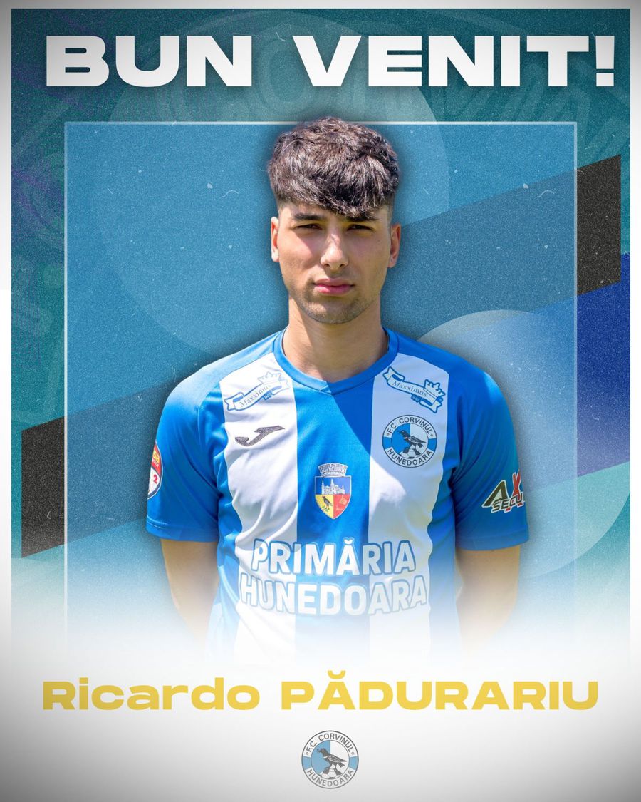 Ricardo Pădurariu/ foto: Facebook @Corvinul Hunedoara Plecare de ultimă oră de la FCSB » A fost prezentat la noua echipă